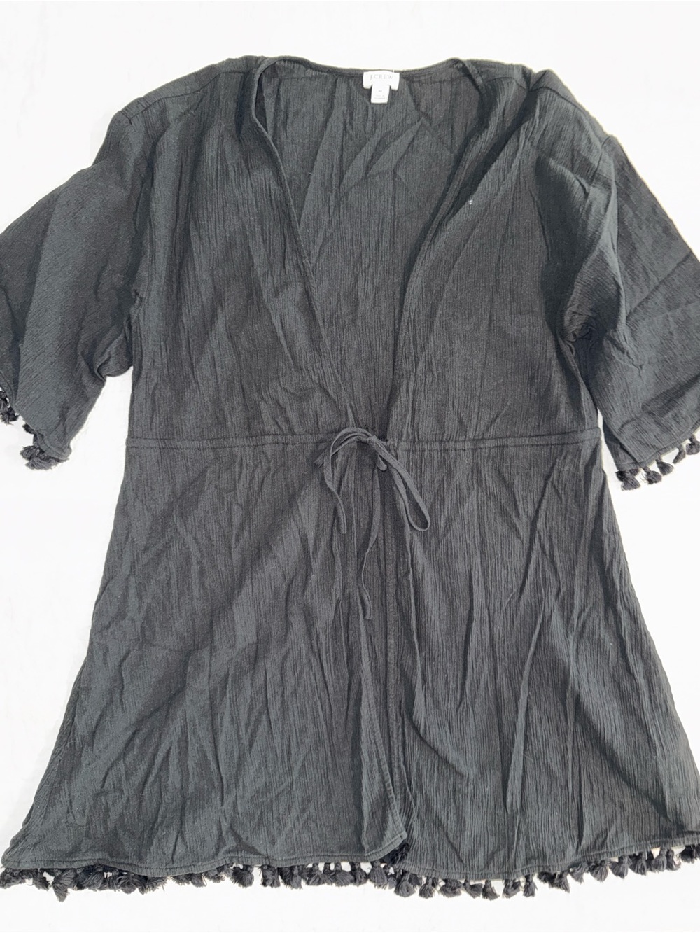 J. Crew Black Lightweight Open-Front Kimono